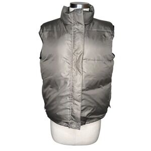 LL BEAN L.L. Bean Puffer Vest Black Taupe Reversible Padded Women's Size Medium